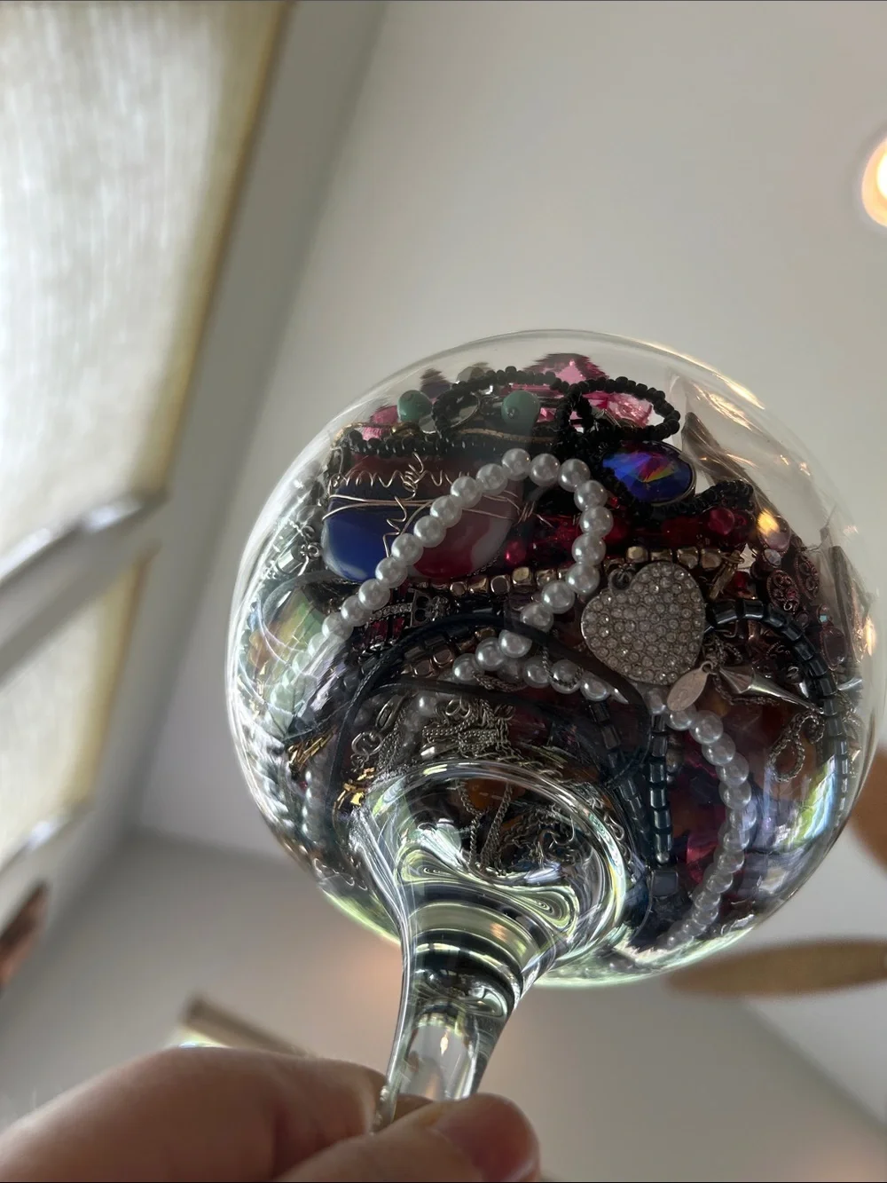 Mystery Jewelry Jar- All Wearable In Large Wine Glass 10” Tall